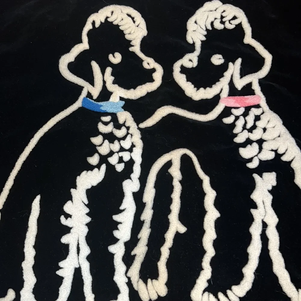 Vintage 50s poodle velvet wall hanging 36” x 21.5”
